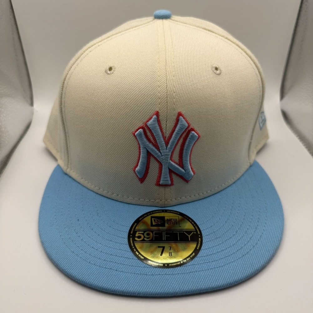 New Era 59Fifty New York Yankees‎ Cream & Light Blue Colorpack Fitted Hat 7 7/8